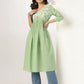 Janasya Light Cotton Yoke Embroidery A-Line Kurta | Swadesiicart