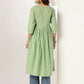 Janasya Light Cotton Yoke Embroidery A-Line Kurta | Swadesiicart