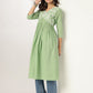 Janasya Light Cotton Yoke Embroidery A-Line Kurta | Swadesiicart