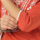 Janasya Dark Cotton Embroidered Straight Kurta | Swadesiicart