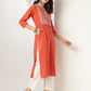 Janasya Dark Cotton Yoke Embroidery Straight Kurta - Swadesiicart