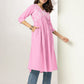 Janasya Light Cotton Yoke Embroidery A-Line Kurta | Swadesiicart
