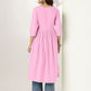 Janasya Light Cotton Yoke Embroidery A-Line Kurta | Swadesiicart