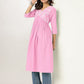 Janasya Light Cotton Yoke Embroidery A-Line Kurta | Swadesiicart
