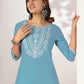 Janasya Light Cotton Yoke Embroidery Straight Kurta | Swadesiicart