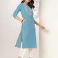 Janasya Light Cotton Yoke Embroidery Straight Kurta | Swadesiicart