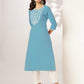 Janasya Light Cotton Yoke Embroidery Straight Kurta | Swadesiicart