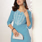 Janasya Light Cotton Yoke Embroidery Straight Kurta | Swadesiicart