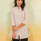 Janasya Light Cotton Striped Straight Kurta - Swadesiicart