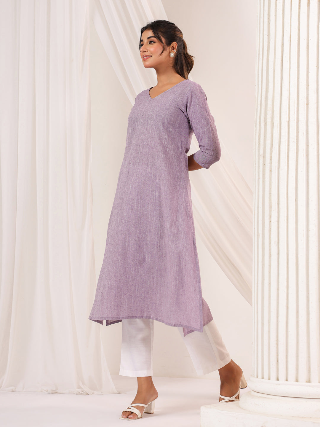 Janasya Light Cotton Solid Straight Kurta - Swadesiicart