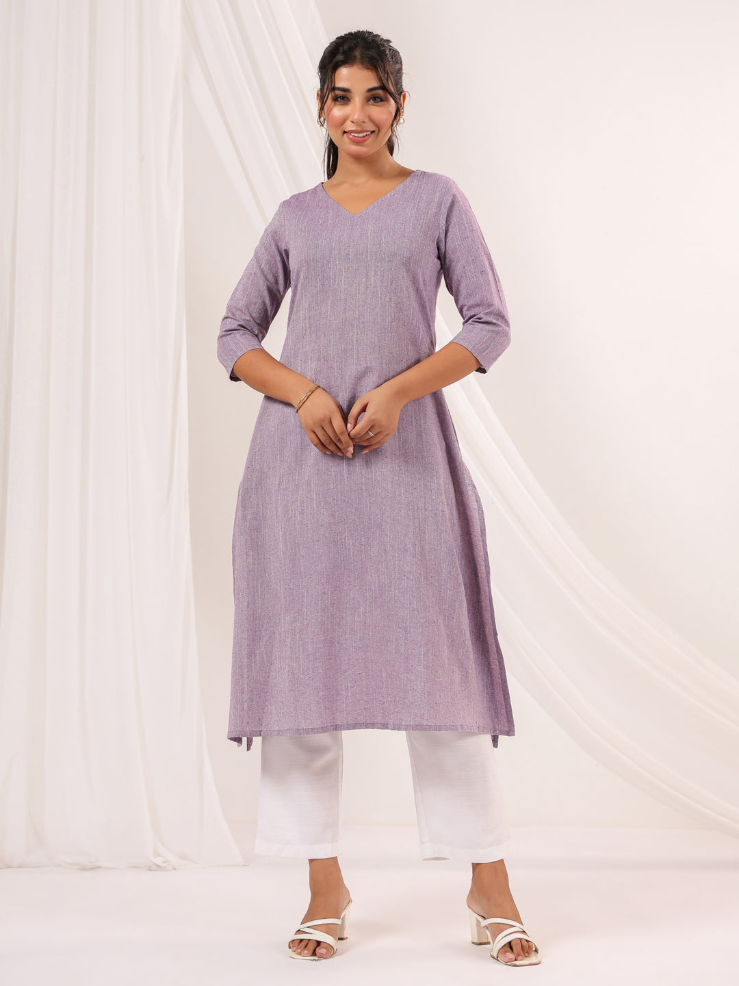 Janasya Light Cotton Solid Straight Kurta - Swadesiicart