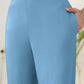Janasya Light Blue Cotton Solid Pant | Swadesiicart