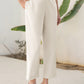 Janasya Off White Cotton Solid Pant | Swadesiicart