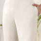 Janasya Off White Cotton Solid Pant | Swadesiicart