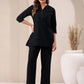 Janasya Black Cotton Solid Pant | Swadesiicart