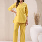 Janasya Yellow Cotton Solid Pant | Swadesiicart