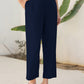 Janasya Navy Blue Cotton Solid Pant | Swadesiicart