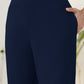 Janasya Navy Blue Cotton Solid Pant | Swadesiicart
