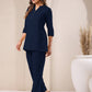 Janasya Navy Blue Cotton Solid Pant | Swadesiicart