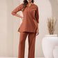 Janasya Rust Cotton Solid Pant | Swadesiicart