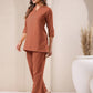Janasya Rust Cotton Solid Pant | Swadesiicart