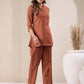 Janasya Rust Cotton Solid Pant | Swadesiicart