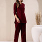 Janasya Maroon Cotton Solid Pant | Swadesiicart