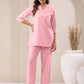 Janasya Pink Cotton Solid Pant | Swadesiicart