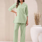 Janasya Mint Cotton Solid Pant | Swadesiicart