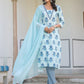 Janasya Light Cotton Floral Straight Kurta Set | Swadesiicart
