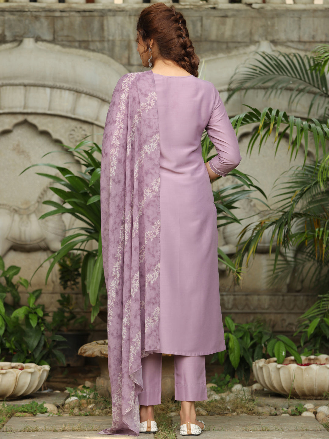 Janasya Light Silk Blend Yoke Embroidery Straight Kurta Set | Swadesiicart
