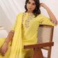 Janasya Light Dobby Cotton Embroidered Straight Kurta Set | Swadesiicart