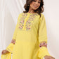 Janasya Light Dobby Cotton Embroidered Straight Kurta Set | Swadesiicart