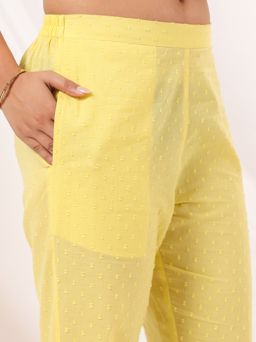Janasya Light Dobby Cotton Embroidered Straight Kurta Set | Swadesiicart
