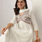 Janasya Light Dobby Cotton Embroidered A-Line Kurta Set | Swadesiicart