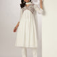 Janasya Light Dobby Cotton Embroidered A-Line Kurta Set | Swadesiicart