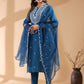 Janasya Dark Silk Blend Embroidered Straight Kurta Set | Swadesiicart