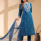 Janasya Dark Silk Blend Embroidered Straight Kurta Set | Swadesiicart