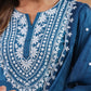 Janasya Dark Silk Blend Embroidered Straight Kurta Set | Swadesiicart