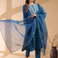 Janasya Dark Silk Blend Embroidered Straight Kurta Set | Swadesiicart