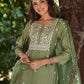 Janasya Dark Silk Blend Embroidered Straight Kurta Set | Swadesiicart