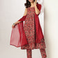 Janasya Dark Cotton Floral Tiered Kurta Set | Swadesiicart