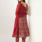 Janasya Dark Cotton Floral Tiered Kurta Set | Swadesiicart