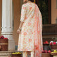 Janasya Light Cotton Floral A-Line Kurta Set | Swadesiicart