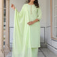 Janasya Light Cotton Self Design Straight Kurta Set | Swadesiicart