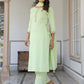 Janasya Light Cotton Self Design Straight Kurta Set | Swadesiicart