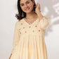 Janasya Light Cotton Yoke Embroidery A-Line Kurta Set | Swadesiicart