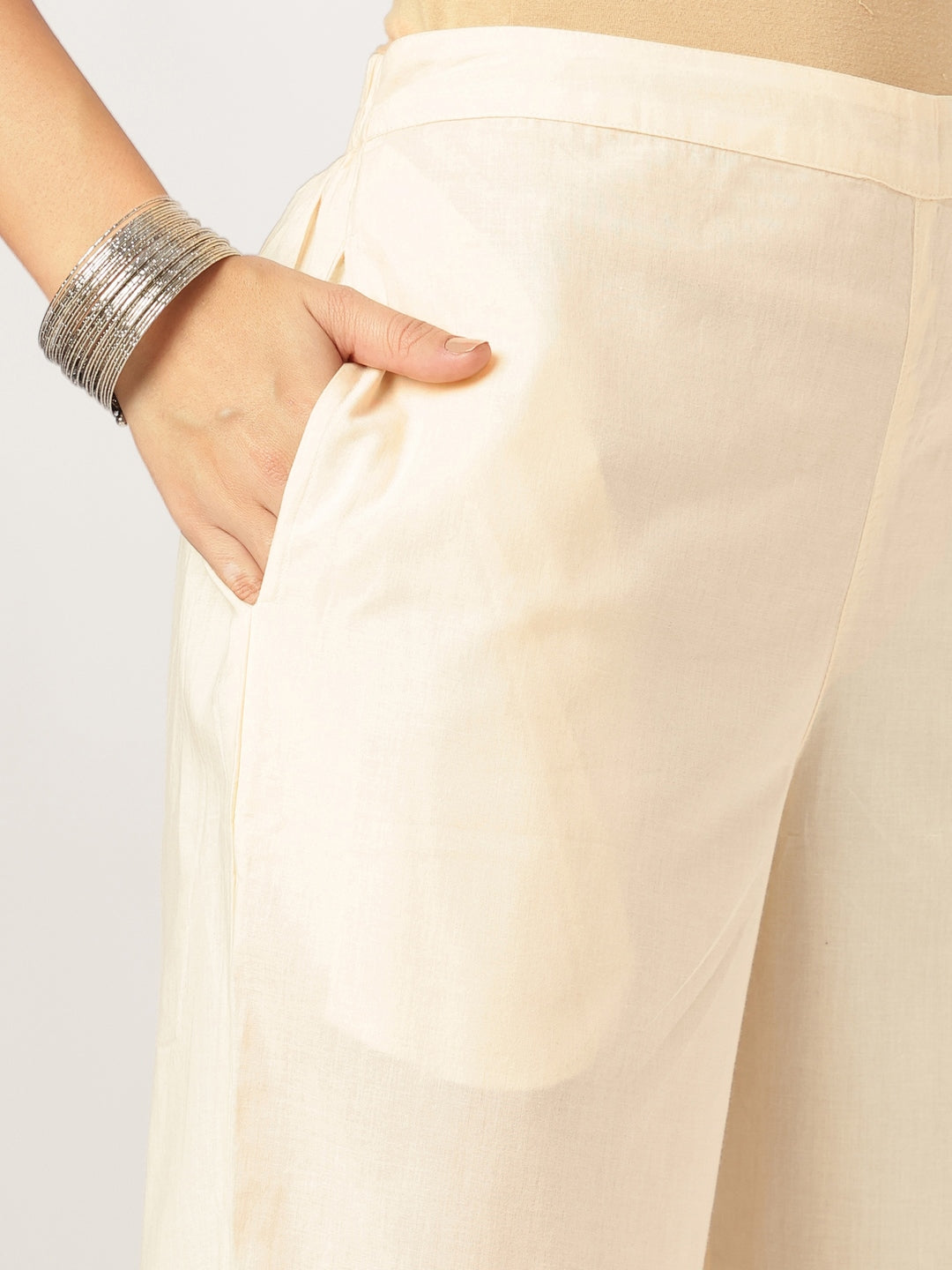 Janasya Light Cotton Yoke Embroidery A-Line Kurta Set | Swadesiicart