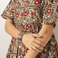 Janasya Dark Cotton Floral A-Line Kurta Set | Swadesiicart
