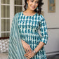 Janasya Dark Cotton Abstract A-Line Kurta Set | Swadesiicart